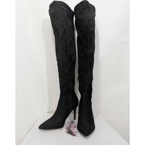 Jessica Simpson Abrine Black Microsuede Over the Knee Heeled Boots 6.5
